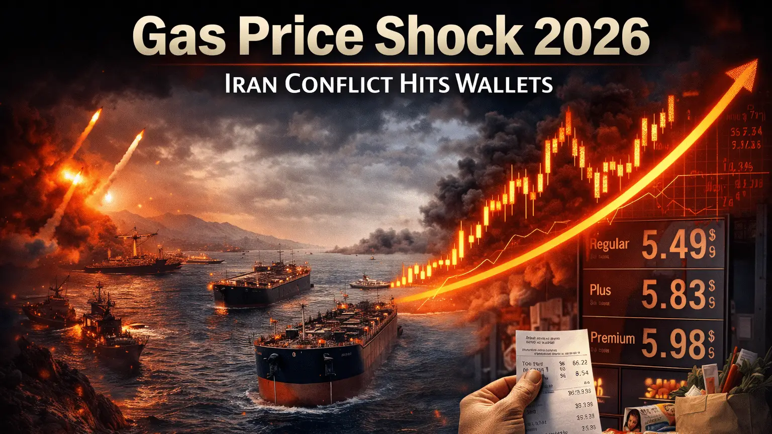 Oil tankers and rising fuel prices after the Iran conflict and Strait of Hormuz blockade in 2026