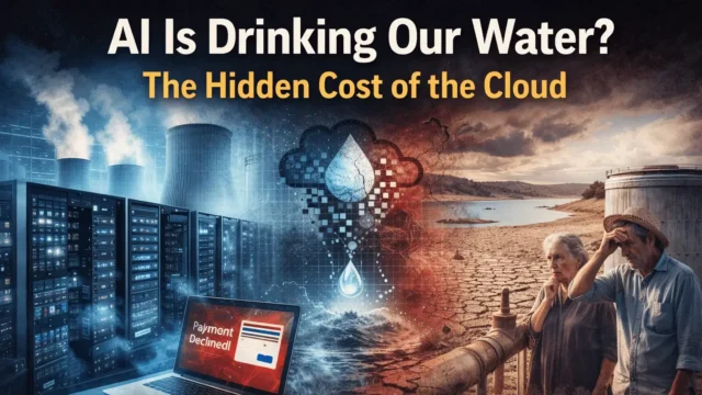 AI data center water consumption crisis showing server cooling systems draining local water supplies during drought conditions