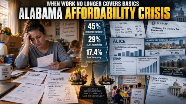 Alabama working family facing grocery, housing, electricity and child care costs during the state's affordability crisis